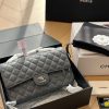 Cc CF 25 white caviar leather silver chain