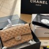 Cc CF 25 white caviar leather silver chain