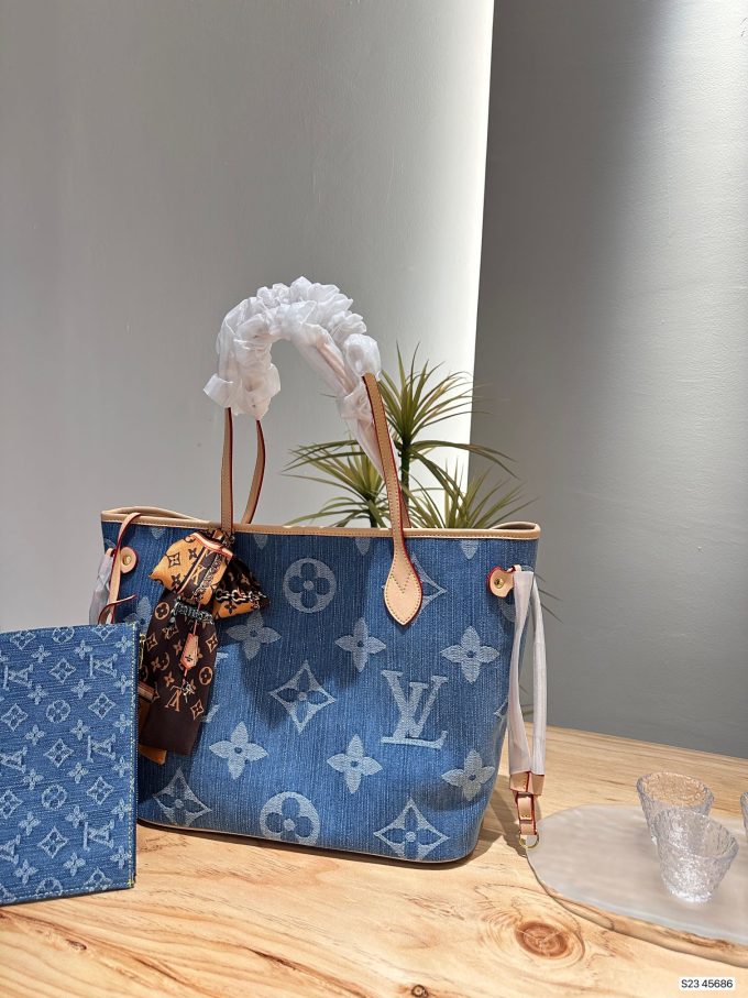 Louis new arrival denim neverfull tote bag size; 33 * 29 cm - Image 9