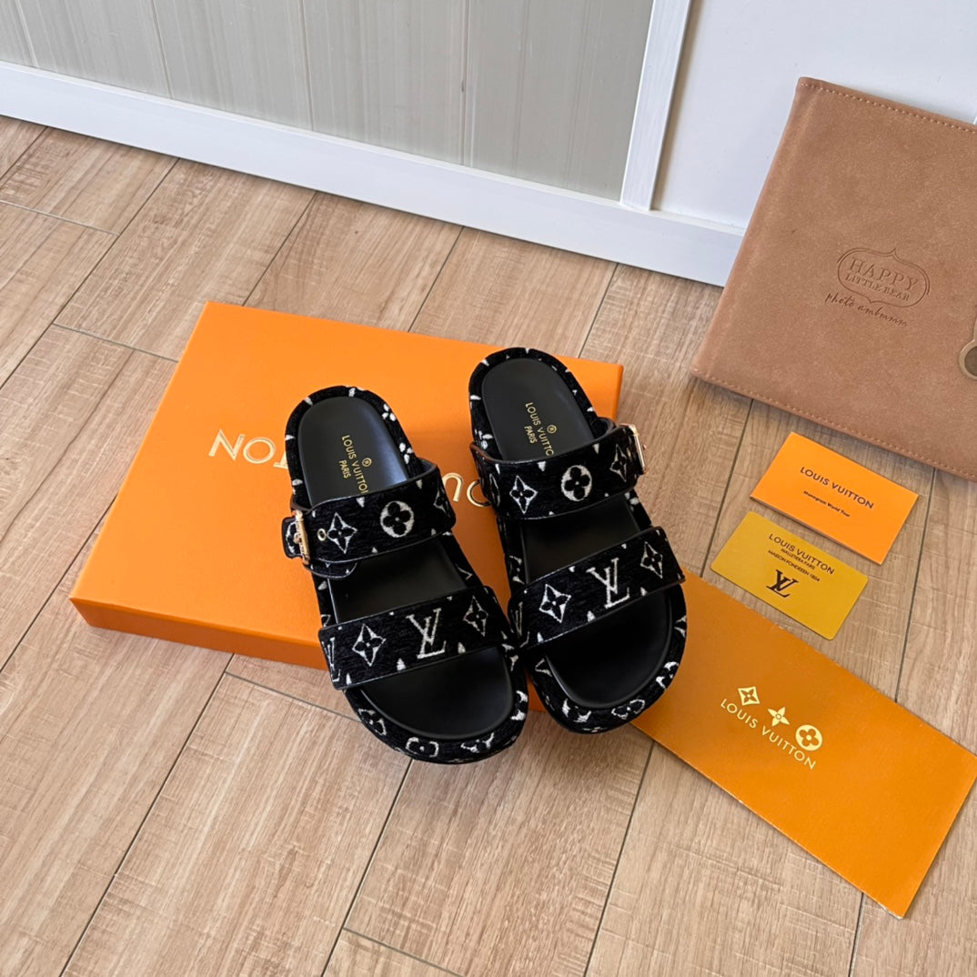 Suede Monogram Thick-Soled Slippers - Image 2