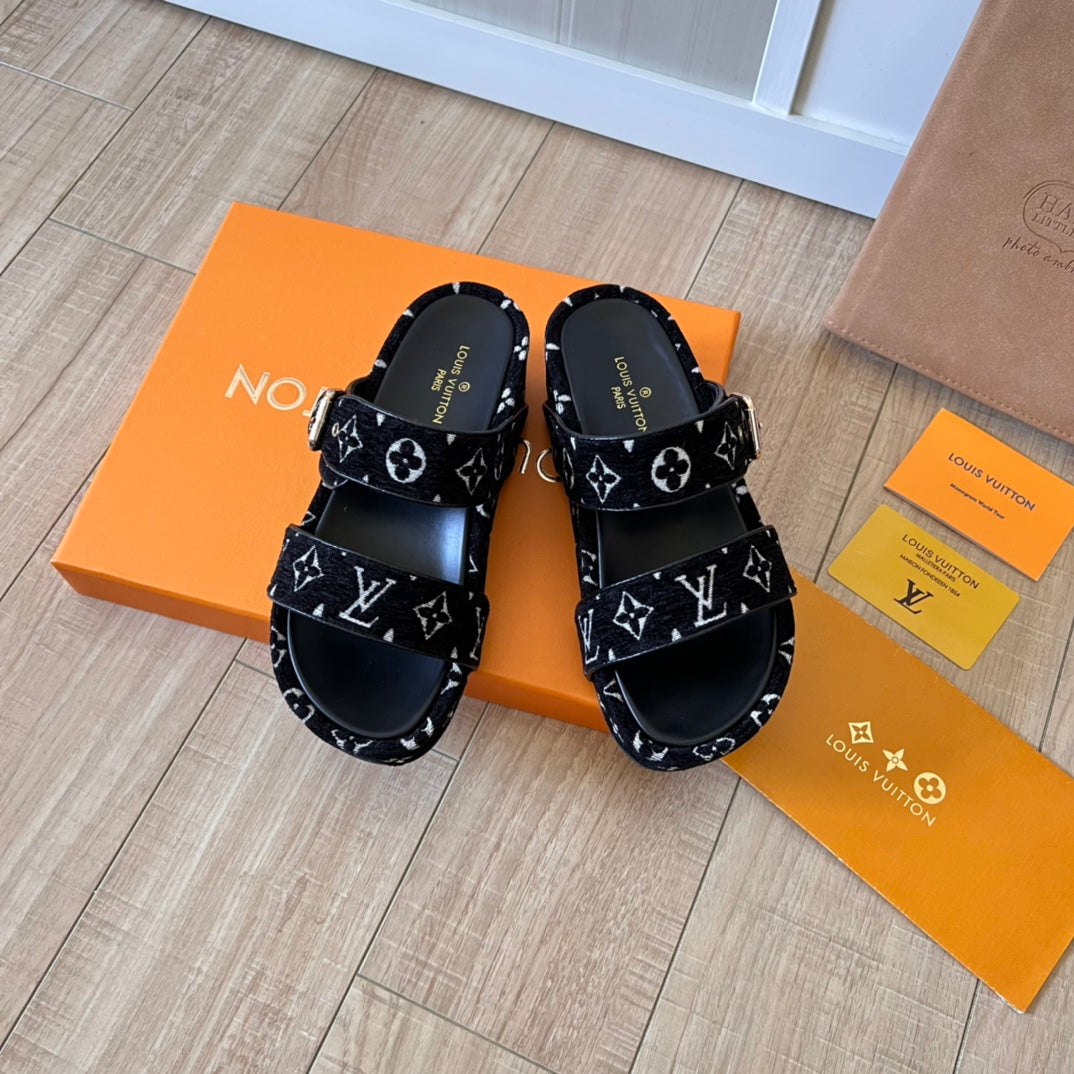 Suede Monogram Thick-Soled Slippers - Image 3