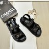 Denim Round Buckle Velcro Sandals
