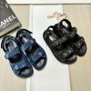 Denim Round Buckle Velcro Sandals
