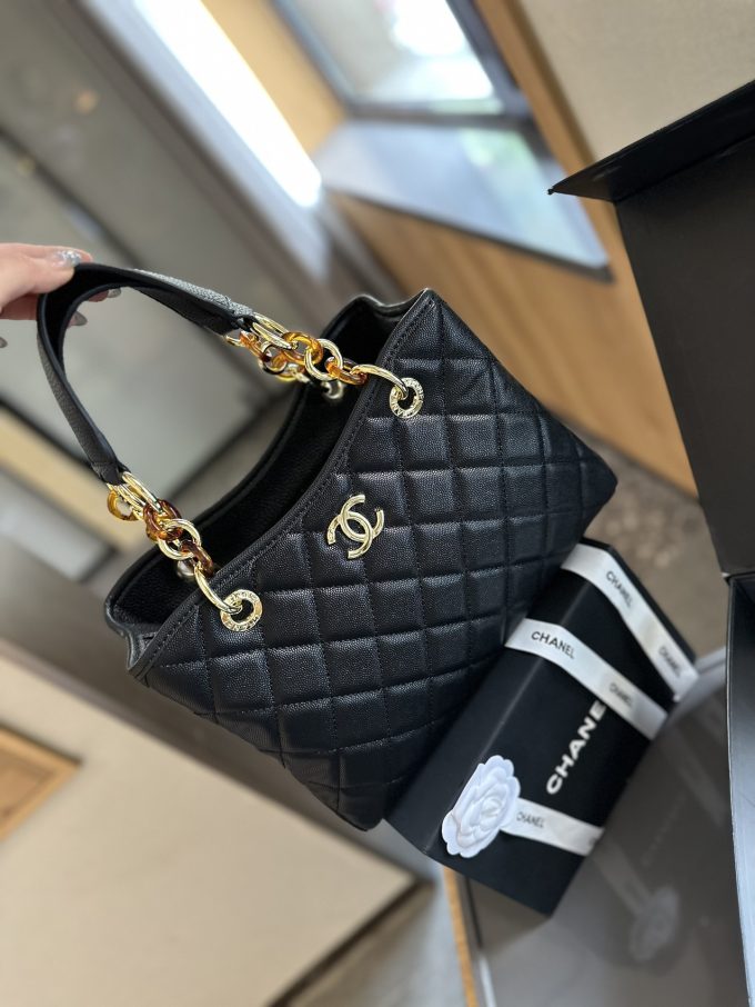 Cc new arrival vintage tote bag caviar leather size: 27cm - Image 2