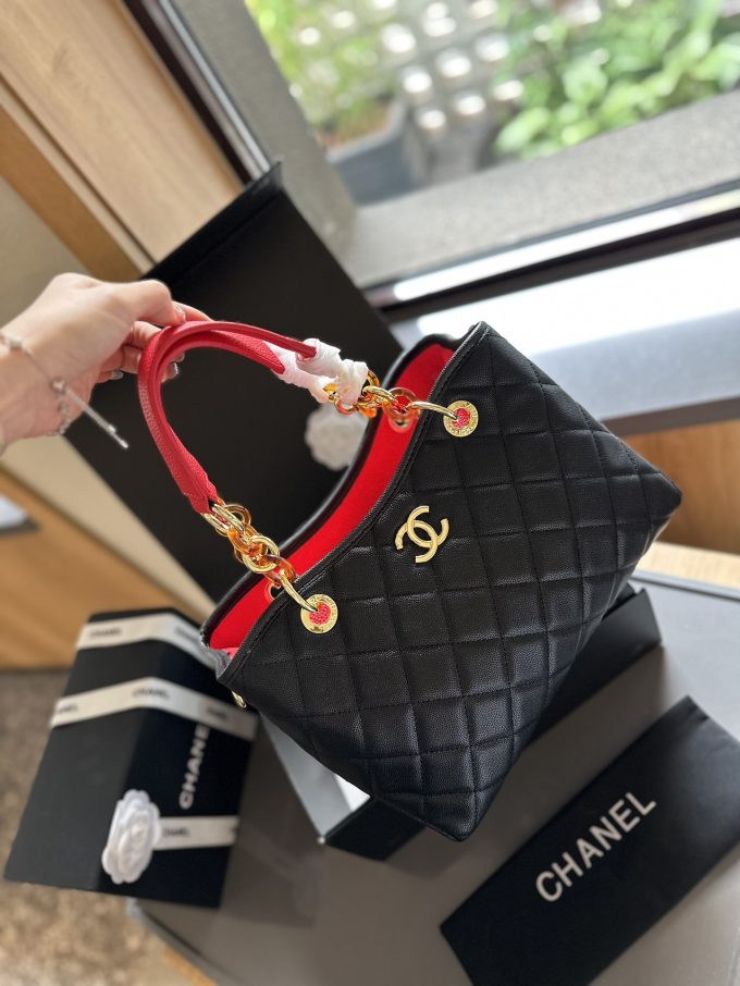 Cc new arrival vintage tote bag caviar leather size: 27cm - Image 3