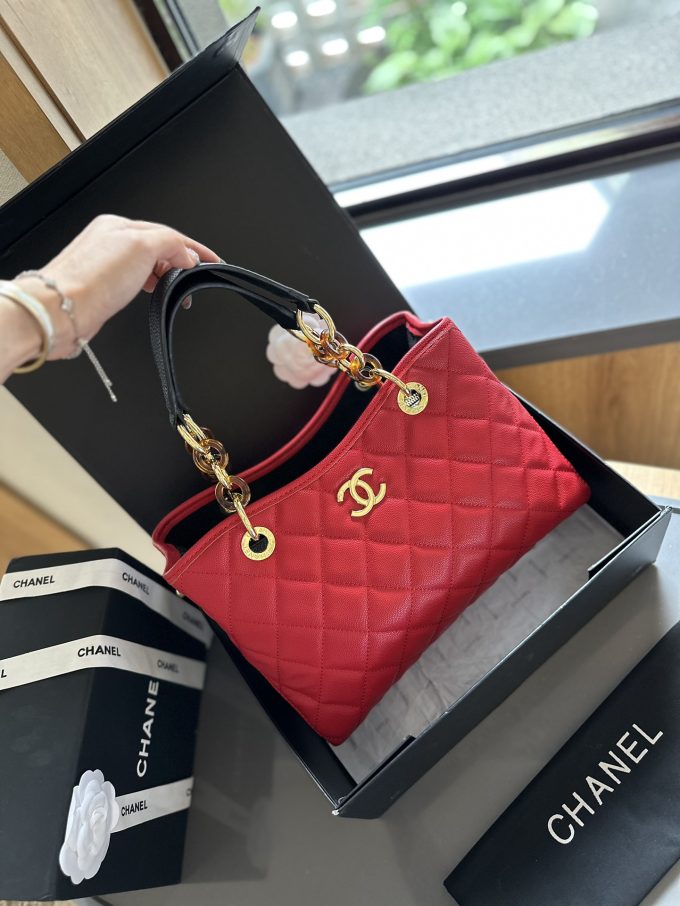 Cc new arrival vintage tote bag caviar leather size: 27cm - Image 15