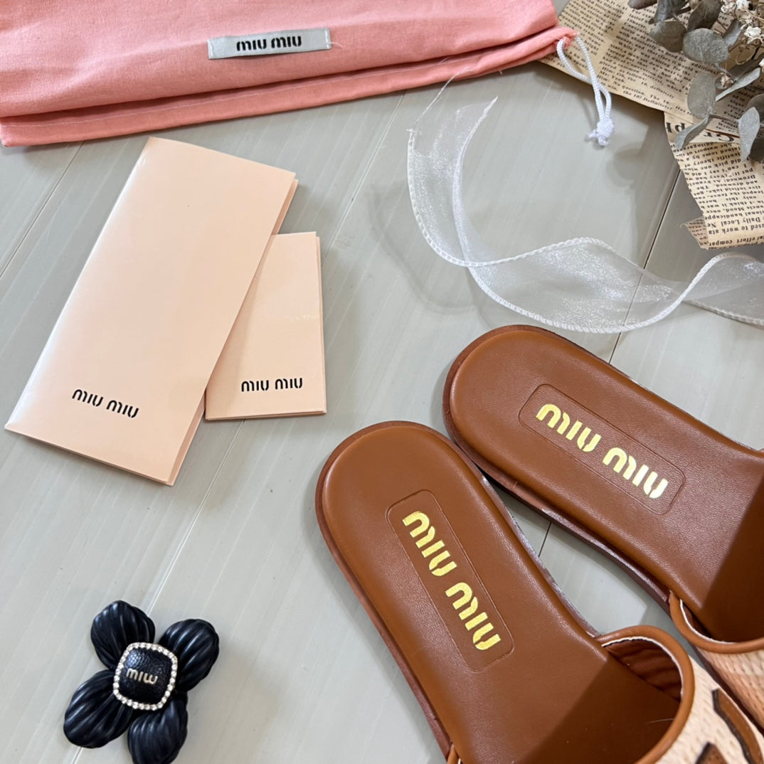 Raffia Textured Fabric Flat Shoes - Image 5