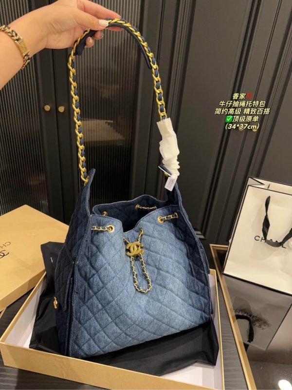 Cc new arrival denim tote bag size: 34*37 cm