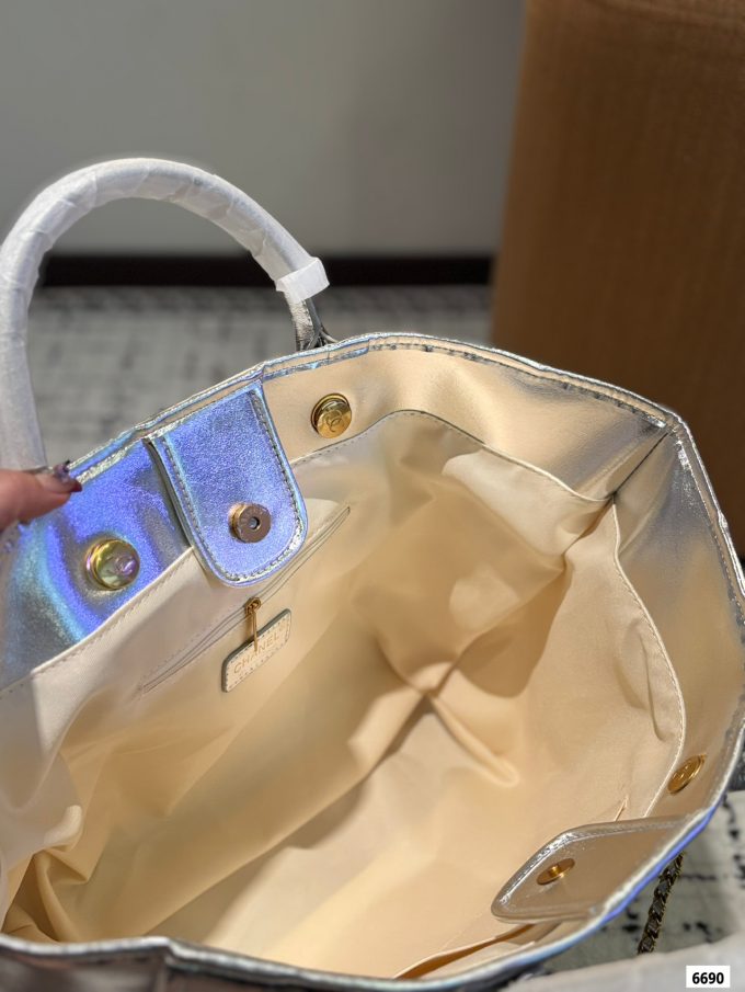 Cc new arrival tote bag gold silver size:36*30 cm - Image 7