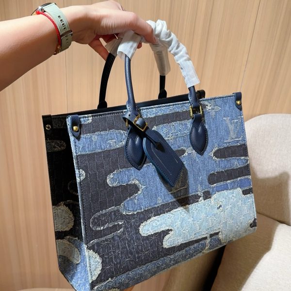 Louis new arrival denim onthego tote bag size:35 cm