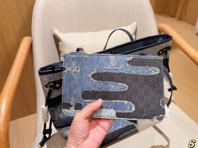 Louis new arrival denim neverfull tote bag size:32 cm - Image 7
