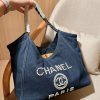 Cc new arrival denim pearl hobo bag size: 38*32*15 cm