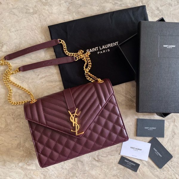 Y  Envelope Medium Bag In Mix Matelasse Grain  De Poudre Embossed Leather