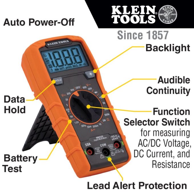Klein Tools MM325 Multimeter, Digital Manual-Ranging 600V AC/DC Voltage Tester, Tests Batteries, Current, Resistance, Diodes, and Continuity - Image 8