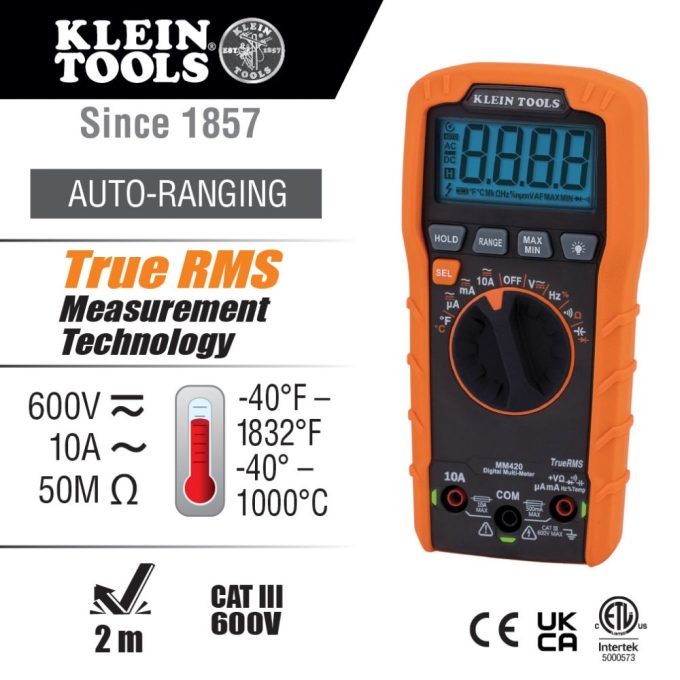 Klein Tools MM420 Digital Multimeter, Auto-Ranging TRMS Multimeter - Image 5