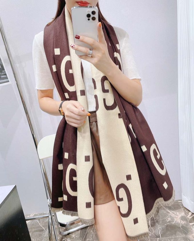 180*65Cm Double Sided Color Cashmere-Blend Cotton Scarf Wj-985007 - Image 5
