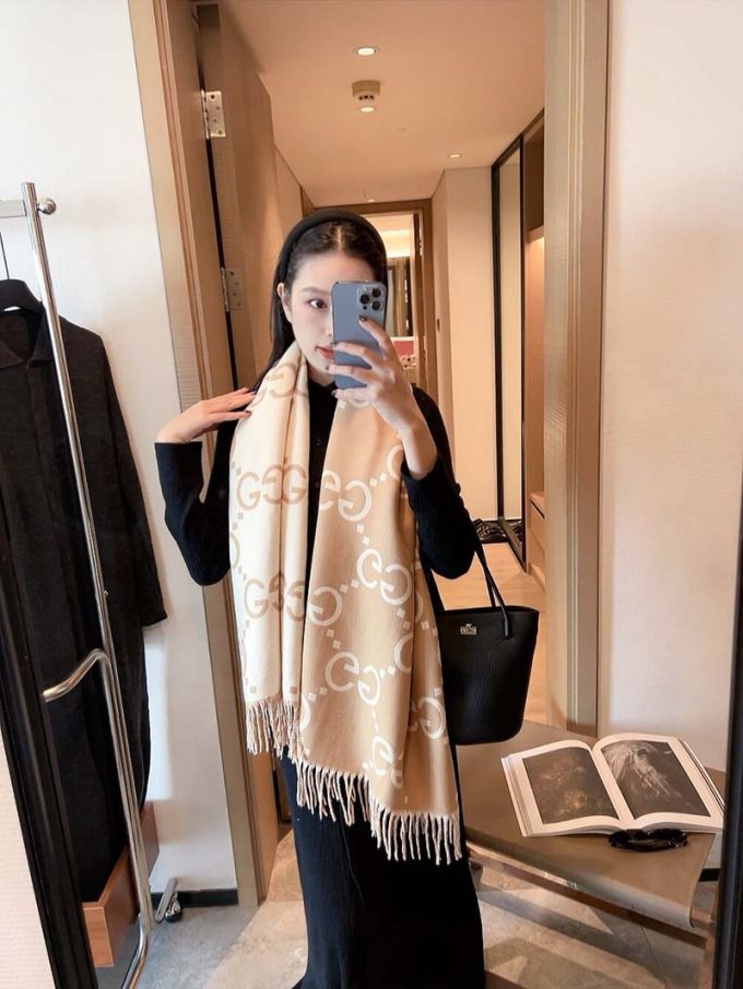 Fashion 100% Cashmere 180X65Cm Alphabets Scarf Wj-985144 - Image 2