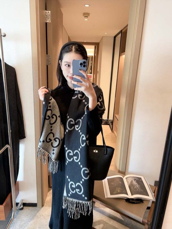 Fashion 100% Cashmere 180X65Cm Alphabets Scarf Wj-985144 - Image 4