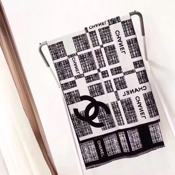 Classic Cashmere 180X70Cm Black And White Squares Long Scarf Wj-985166
